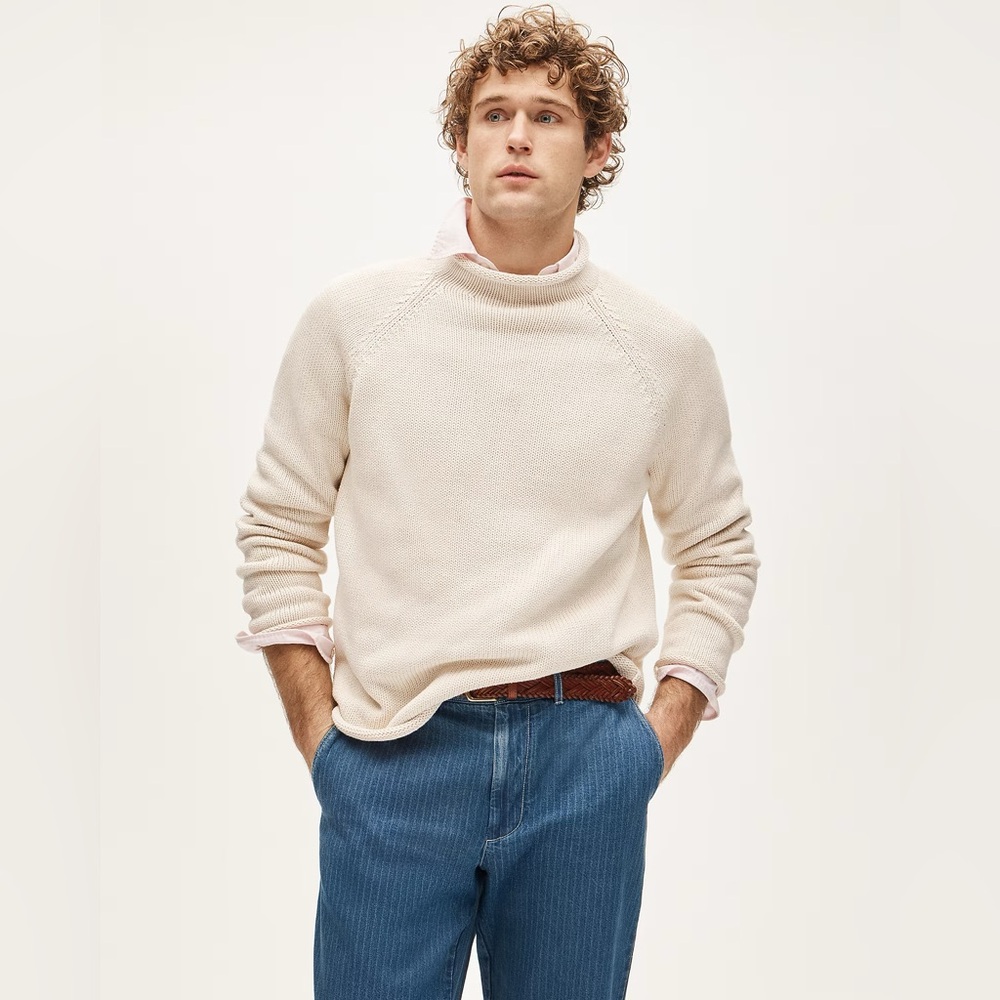 J. CREW Unisex 1988 Rollneck™ sweater in cotton Mountain White Size M $98 BW186